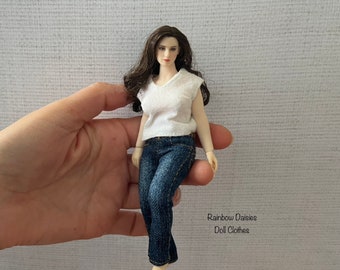 Miniature jeans in 1:12 scale for Phicen TBLeague- plump and slim, Heidi Ott, 1/6 Ruruko and other dolls. Dollhouse miniature. MADE TO ORDER