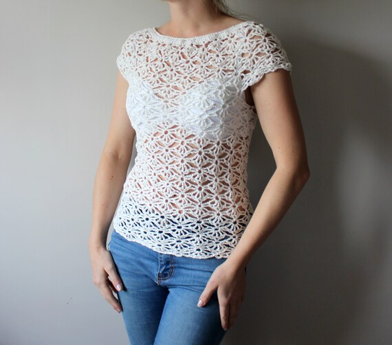 ladies white crochet top