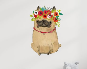 Pug Wall Decal Etsy