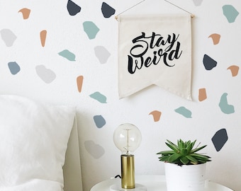 Terrazzo Peel and Stick Wall Decals - Vinyl Wall Decals 48" x 12" - Terrazo Wall Decal Set