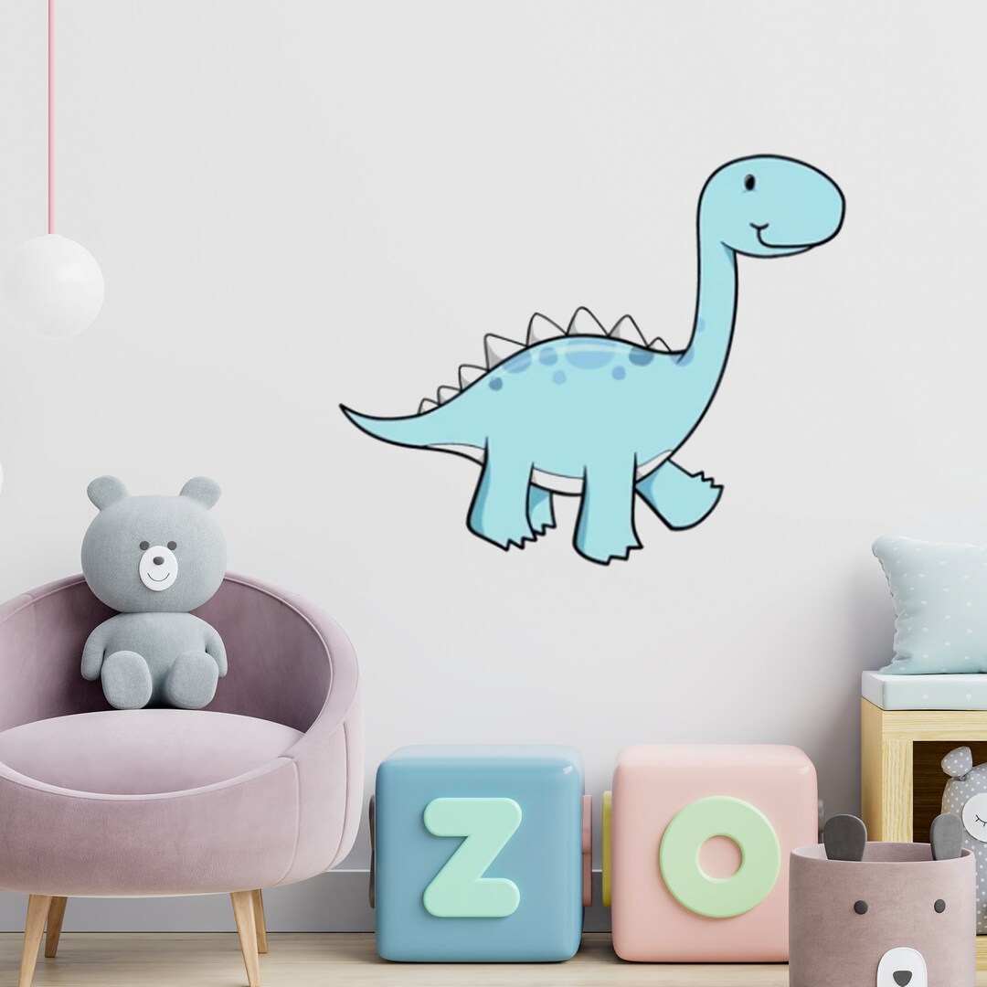 Blue Spiked Baby Dinosaur Wall Decal Kids Wall Decals Multiple Sizes