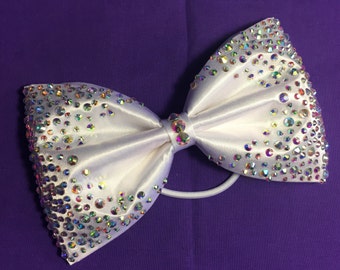 Sewn Satin Tailless Bow with Mixed Rhinestone pattern
