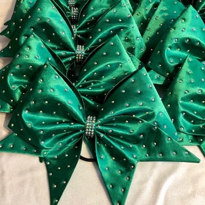 Satin Sewn Cheer bow with scattered AB Crystal in your color choice
