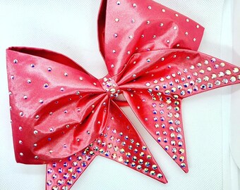 Hand Sewn Cheer Bow with AB crystals in your choice of color