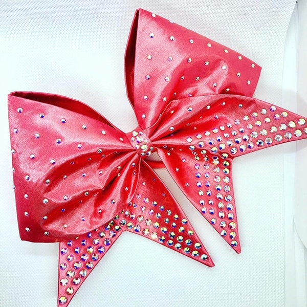 Hand Sewn Cheer Bow with AB crystals in your choice of color