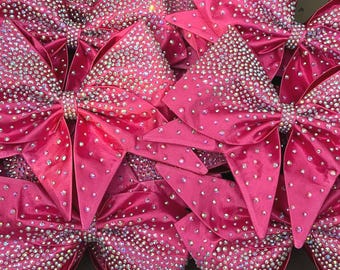 Your Choice Color handsewn bow with AB rhinestones in Fade pattern