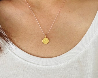 Guld- eller silver LOTUS Önskesnörehalsband eller armband - Anpassat halsband - Enkla handgjorda smycken