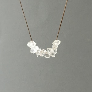 Beaded Herkimer Diamond Quartz Silk String NECKLACE or BRACELET - Simple Minimalist Delicate Wish Everyday