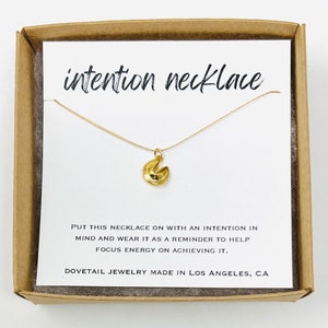 Gold or Silver Fortune Cookie Wish String NECKLACE or BRACELET- Custom INTENTION Necklace - Simple Handmade Jewelry