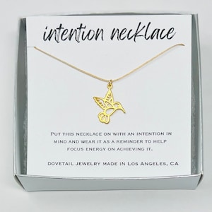 Gold HUMMINGBIRD Wish String NECKLACE or BRACELET - Simple Minimalist Delicate Intention Dainty Everyday