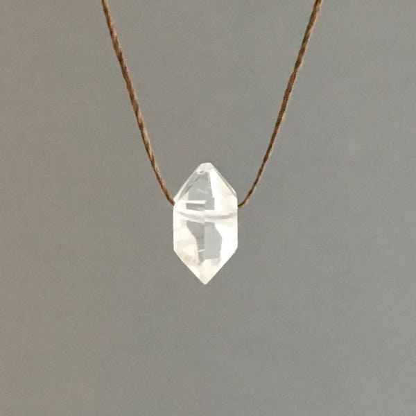 Herkimer Diamond Quartz Stone Silk String NECKLACE or BRACELET - Herkimer Diamond INTENTION Necklace - Custom Handmade Jewelry