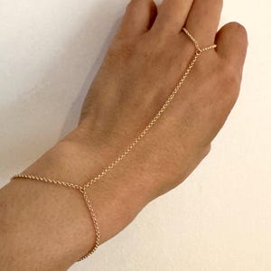Gold Fill Rolo Hand Chain Harness Finger Bracelet