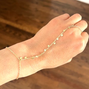 Gold Fill Dotted Hand Chain Harness Bracelet