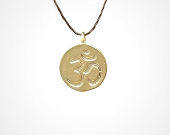 Gold or Silver Om Disc Wish String NECKLACE or BRACELET - Simple Minimalist Delicate Wish Dainty Everyday