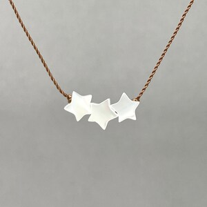 3 Star Shaped Mother of Pearl Cord NECKLACE or BRACELET