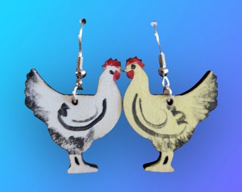 Yellow and White Chicken Earrings