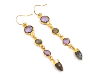 labradorite & amethyst earrings