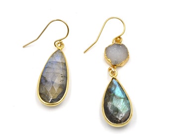 labradorite druzy earrings