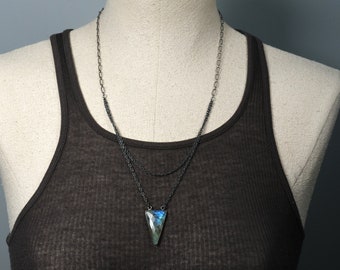 Labradorite Point Necklace // Boho Necklace // Multi Chain Necklace // Layering Necklace // Healing Stone Necklace