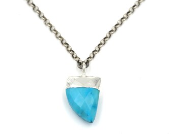 Turquoise Horn Necklace // Turquoise & Sterling Necklace // Summer Layering Necklace