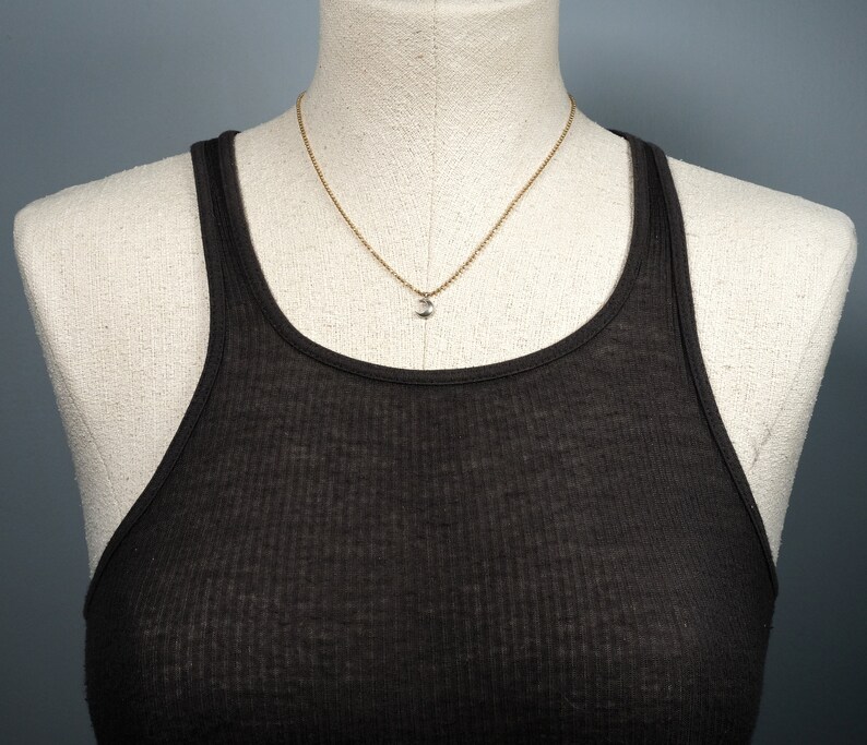 tiny moon necklace mixed metal layering chain layering necklace sterling moon
