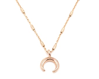 Tiny Crescent Moon Necklace // Rose Gold Moon // Layering Necklace // Rose Gold Necklace