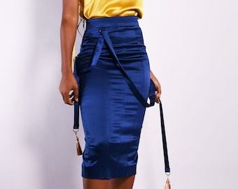 Blue Stretch Satin skirt