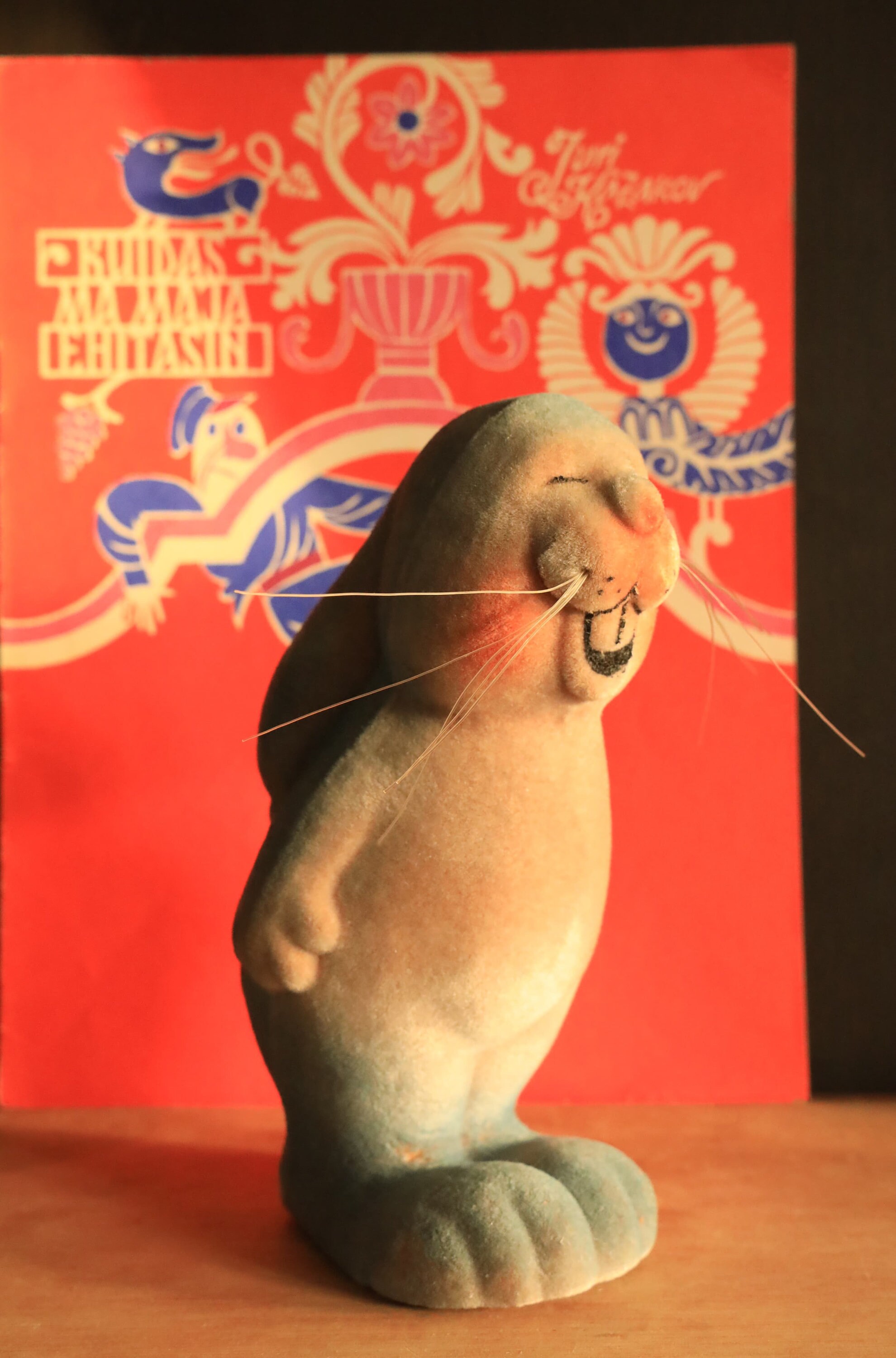 Vintage Soviet Flocked Toy Funny Bunny 1970s