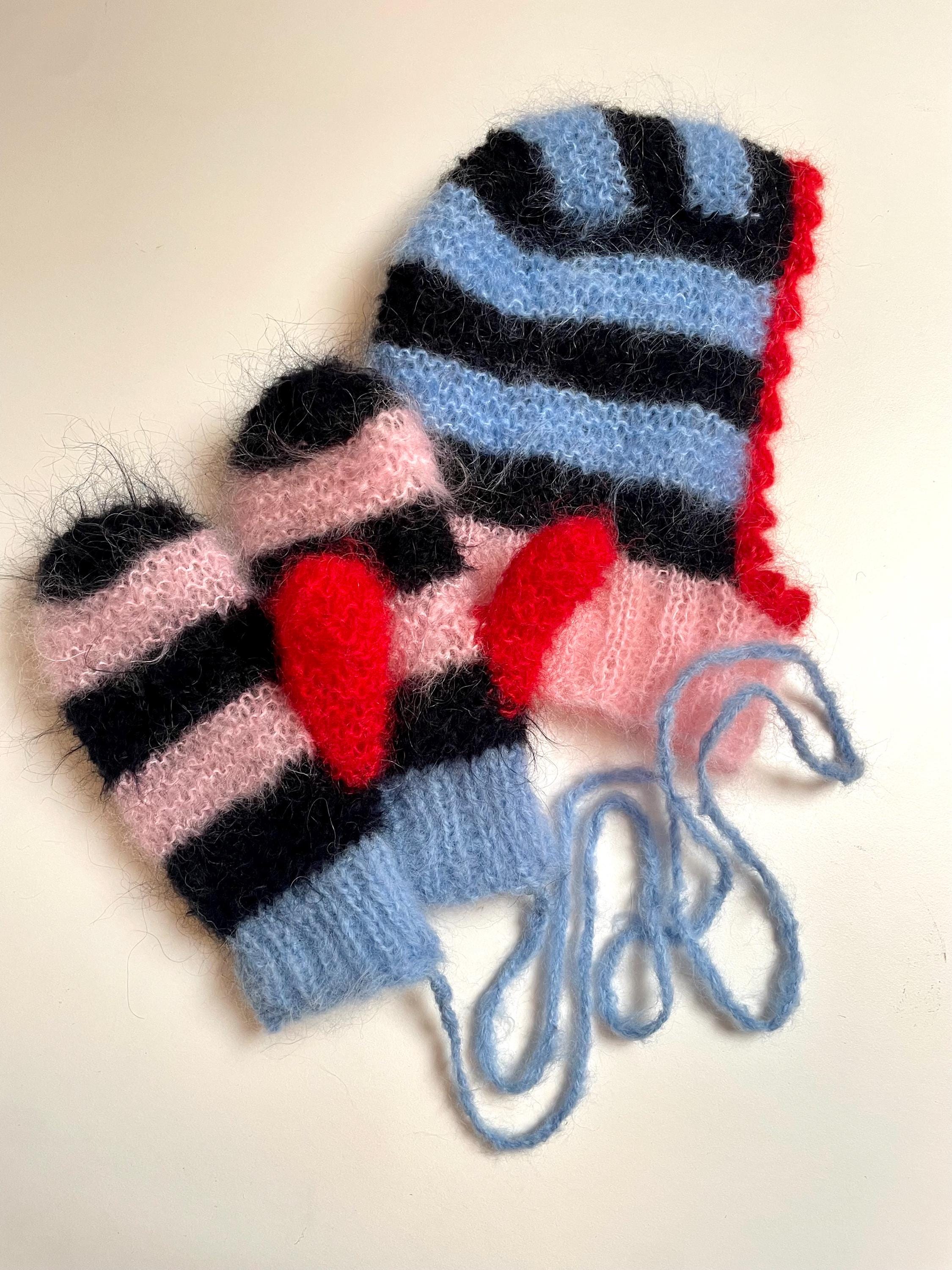 Super Soft Handmade Knitted Mohair & Alpaca Stripy Bonnet  display picture 3