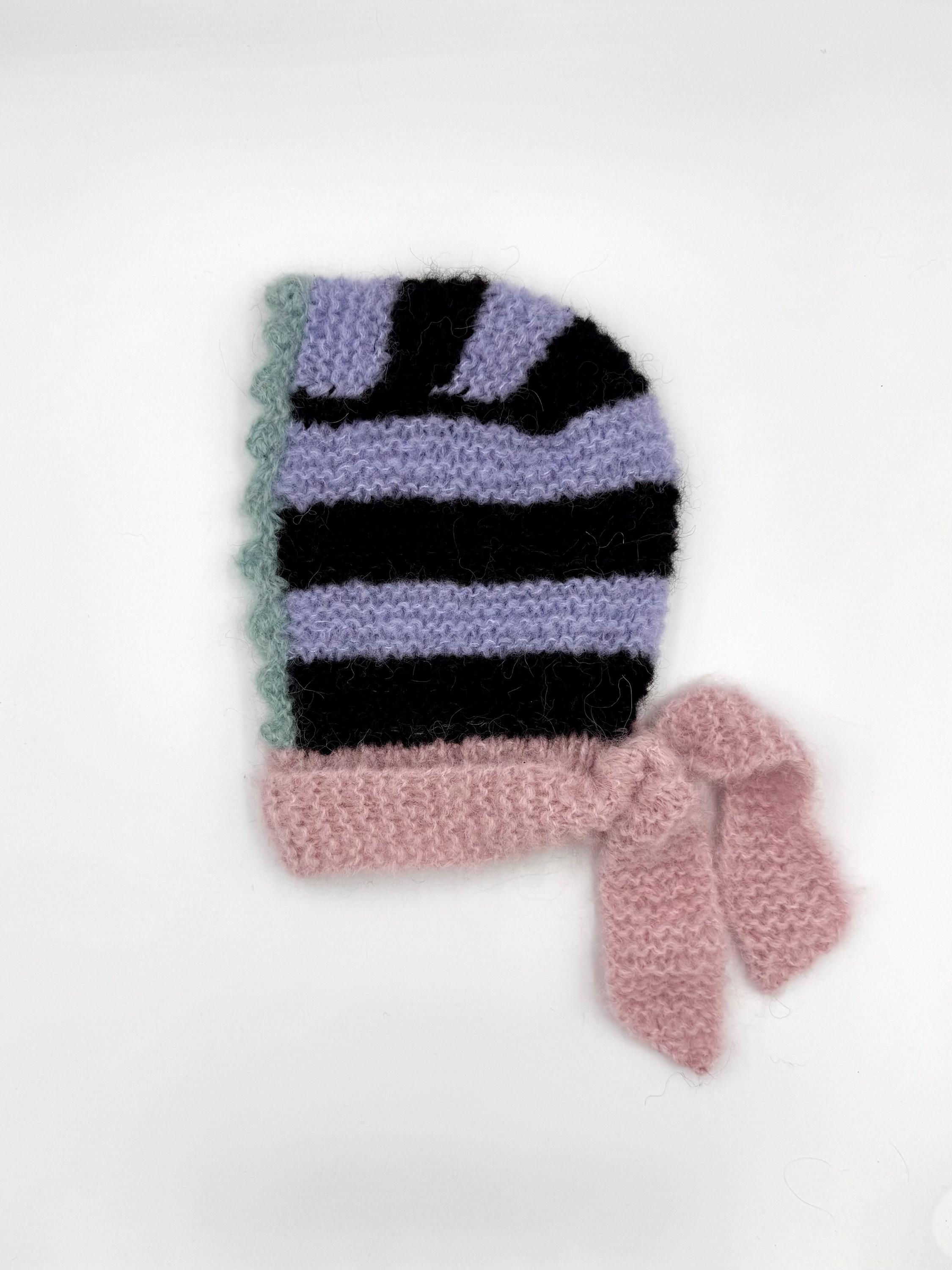 Super Soft Handmade Knitted Mohair and Alpaca Stripy Bonnet  display picture 1