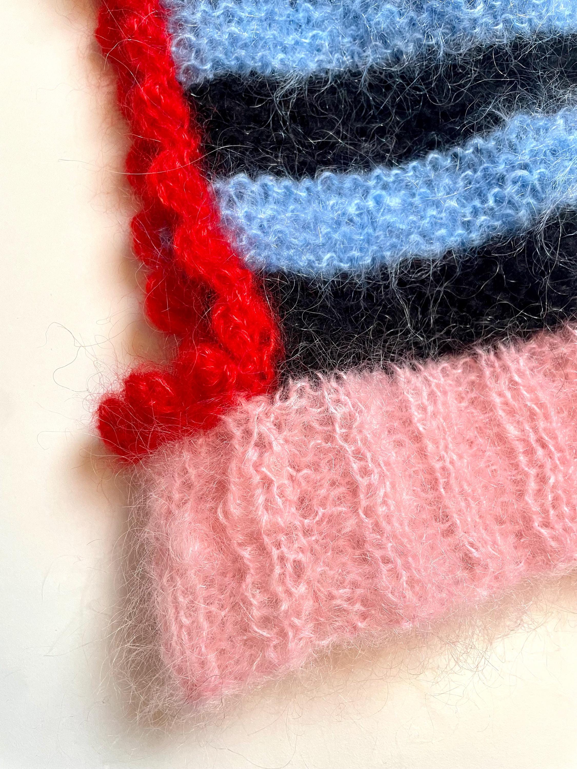 Super Soft Handmade Knitted Mohair & Alpaca Stripy Bonnet  display picture 1