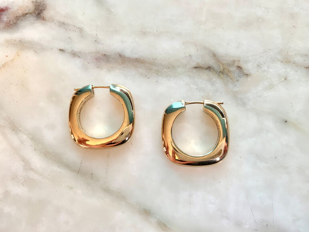 18k Solid Gold Square Earring Hoop