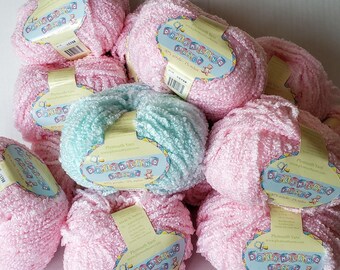 Plymouth DREAMLAND FANCY Bundle 3-skeins 97% Acrylic Shades 6105 Mint, Shade 6119 Pink 50g 84yds