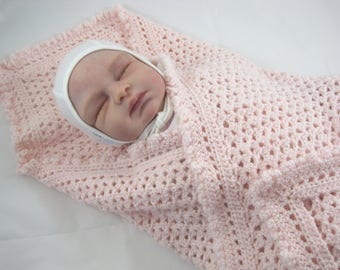 Crochet, Baby Blanket, Preemie, Baby Girl, Baby Afghan, Baby Shower Gift, Lovely Blanket FREE SHIPPING