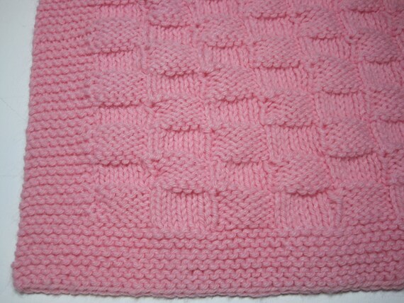 Baby Blanket Baby Girl Baby Boy Pink Hand Knitted Basket | Etsy