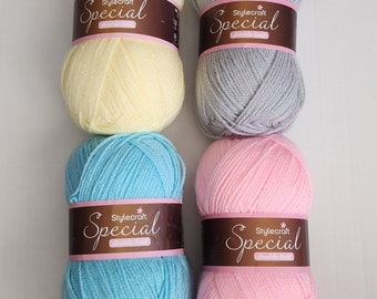 Stylecraft SPECIAL Double Knit 100% Acrylic Premium Yarn Candyfloss Cloud Blue Sherbet Lemon Silver Parchment