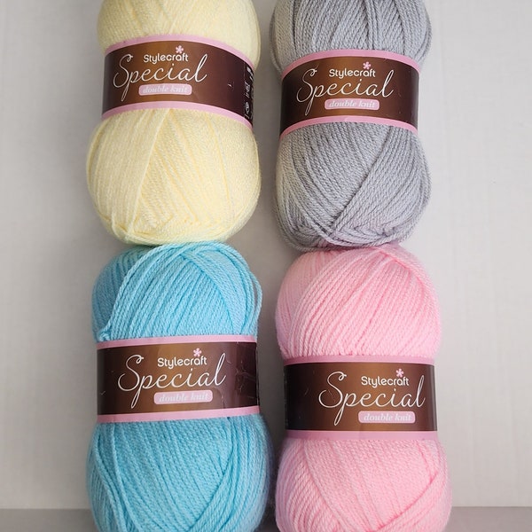 Stylecraft SPECIAL Double Knit 100% Acrylic Premium Yarn Candyfloss Cloud Blue Sherbet Lemon Silver Parchment