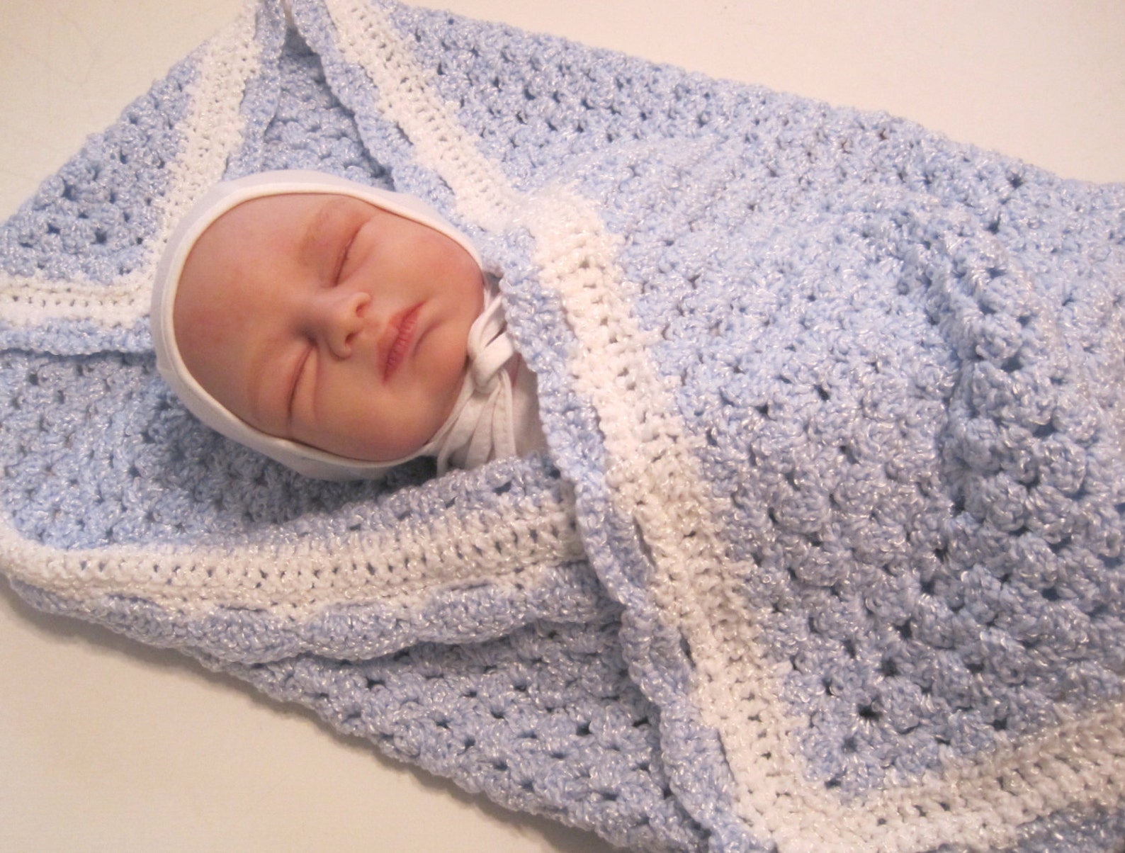Crochet Baby Blanket Newborn Baby Boy Blue Sparkle Baby Etsy