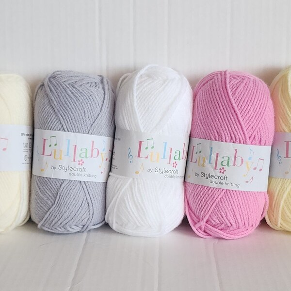 Stylecraft LULLABY Double Knitting 50g Acrylic/Nylon Yarn shades 1750 Snow 1751 Ivory  1758 Candy 1795 Primrose (Discontinued)