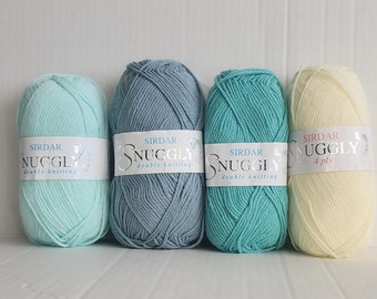 SIRDAR Snuggly 50g 55% Nylon 45 Acrylic 4 Ply 0320 Pastel Lemon  Double Knitting 0304 Pearly Green  0419 Choo Choo 0477 Twinkle Toes