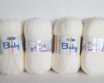 King Cole BIG VALUE BABY 4ply single skein  100g 440y/400m 4 ply 100% Premium Acrylic  Cream