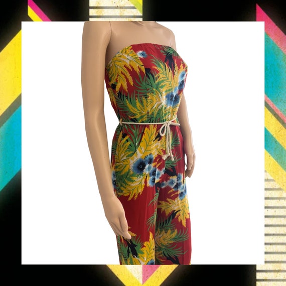 70's Tropical Halter Style Romper/Jumper Size XS-… - image 2