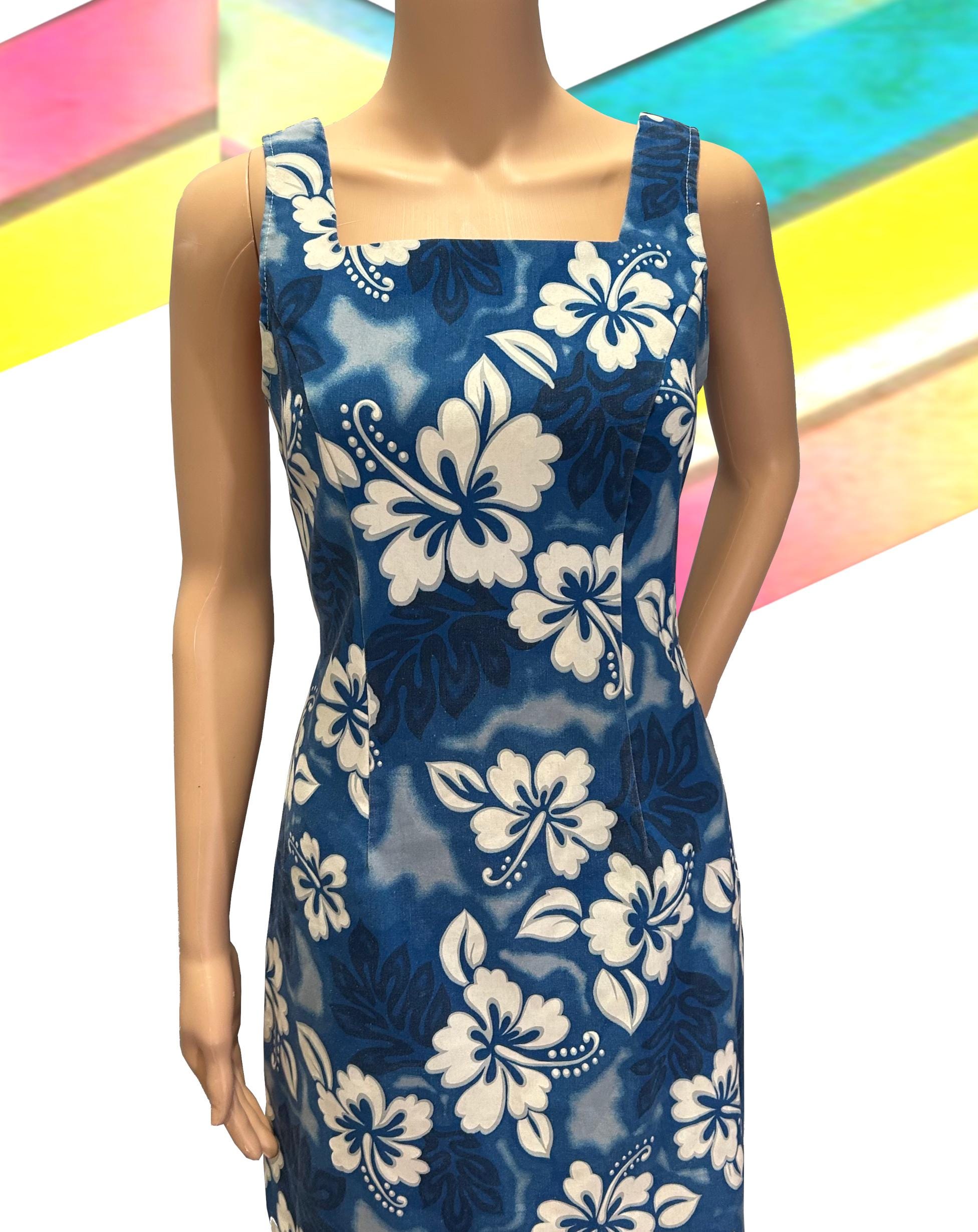 90's Y2k Sleeveless Body Con Tropical Print Dress by City