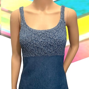 90&#39;s Vintage Denim Blue Jean Mini Dress