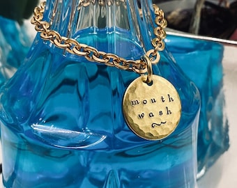 Mouthwash Label Decanter Bottle Tag | Hand-Stamped Thick Brass Label | Bathroom Organization | Wedding Housewarming Gift | First House Gift