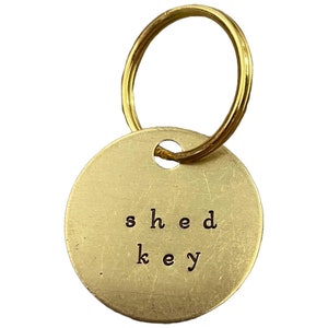 Shed Key Label - Identify Your Toolshed Keys - Brass Key Tag Markers - Metal Keychain IDs - She Shed, Storage locker,  Vacation Rental BnB