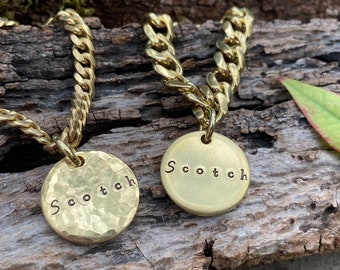 Scotch Liquor Decanter Tag | 1" Hand-Stamped Highest Quality Thick Brass Spirits Label | Smooth or Hammered | Gold Wedding | Gifts for Him