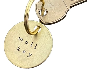 Mail Key Label - Identify Your Mailbox Keys - Brass Key Tag Markers - Metal Keychain IDs - PO Box  Vacation Rental BnB
