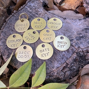 Key Markers - Custom Tags for your Keys - 100% Brass - Hand Stamped - Label Your Stuff - Keychain Identifier Labels - Pool, Vacation Rental