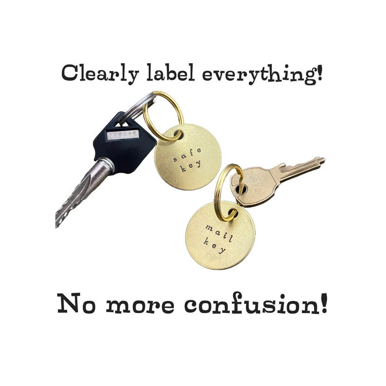 Brass Key Labels Identify Your Keys Key Markers Metal Keychain Ids Hand
